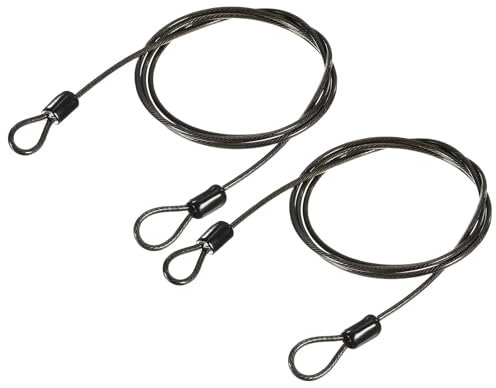 TOP-VIGOR 2Pcs Security Steel Cable, 2.5mm x 1m / 3.28ft Coated Safety Wire Rope Double Loop Flexible Security Cable Lock for Outdoor Travel Luggage Bike, Black