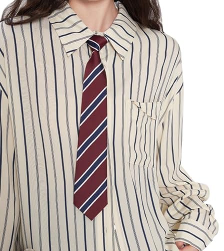 QishGO Vintage gestreifte Krawatte für Damen und Herren, japanische Krawatte, lässig, vielseitig, Hemd-Zubehör