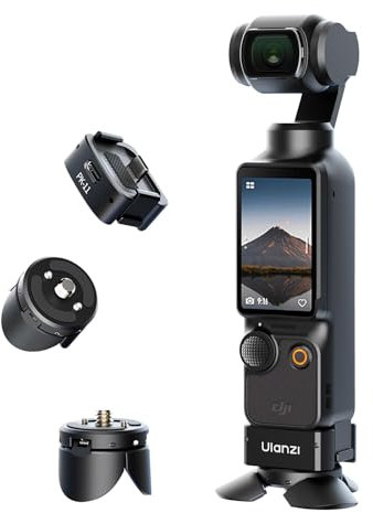 ULANZI Quick Release Mini Tripod Kit for DJI Osmo Pocket 3, Type-C Full-Function Port Charging Adapter Base for Pocket 3 Accessories with 1/4 Screw Hole for Tripods (PK-08 & PK-11)