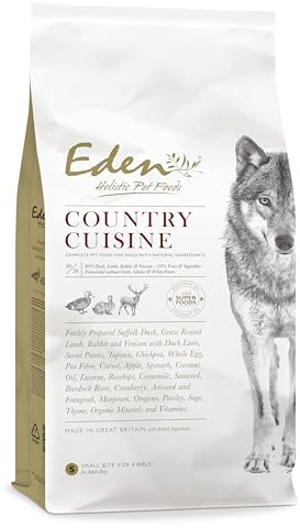 Eden Country Cuisine 6kg Small Kibble Naturally Complete Premium Dry Dog Food for Adult & Senior Dogs. Duck, Rabbit, Lamb & Venison. Supports digestion, a glossy coat, ideal for active dogs