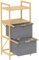 HOMCOM Panier à linge en bambou, corbeille à linge sale avec étagères ouvertes et 2 sacs en tissu coulissants, pour salle de bain, buanderie, chambre à coucher, naturel