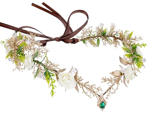 MOSTORY Elfen Krone Blumenkranz Haare für Faschingskostüme Karneval Renaissance Fest, Waldkopfband Frauen für Feenkostüm Elfen Cosplay