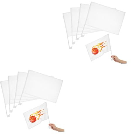 Alipis 2 Series Enchufe De Bandera Banderilla Banderas De Onda Pancarta De Bricolaje Ondeando La Mano De Mano Poliéster Blanco 4 Piezas*2