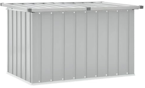 Hoodmeel Gartenbox Metall Wasserdicht Gartenbox XXL wasserdicht Auflagenbox Metall XXL Kissenbox Outdoor Schrank Werkzeugkasten Truhe mit Deckel-Grau-109 x 67 x 65 cm