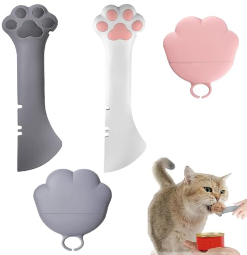 2 Stück Katzenfutter Löffel Mit Dosendeckel,Katzenlöffel,Dosendeckel Katzenfutter,Katzenfutter Deckel,Bpa-Freie Silikonhülle Für Tiernassfutter,Für Haustiere Katzen Hund Tiernassfutter Futterdose