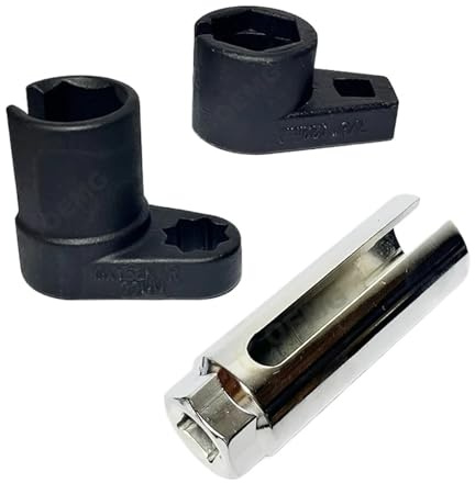 3/5pcs Automotive Oxygen Sensor Socket Offset Wrench Set 22MM Sockets 1/2 3/8 Drives Thread Chaser Oxygen Sensor Removing Tool(3pcs no Box)