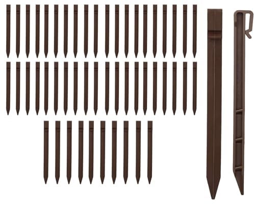 Lot de 50 piquets d'ancrage en Plastique pour Bordure de Paysage - 24,6 cm - Marron