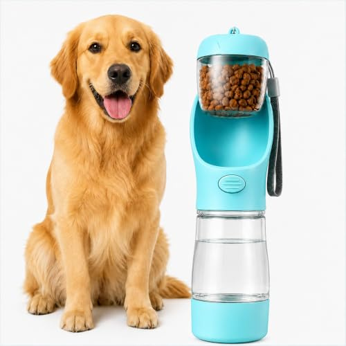 Portable Dog Water Bottles For Walking, Foldable 3 In 1 Bottle | One-Button Water Dispenser with Carrying Strap – BPA-Free, 400ml Capacity – for Cats, Rabbits and Puppies, Ideal for Travel