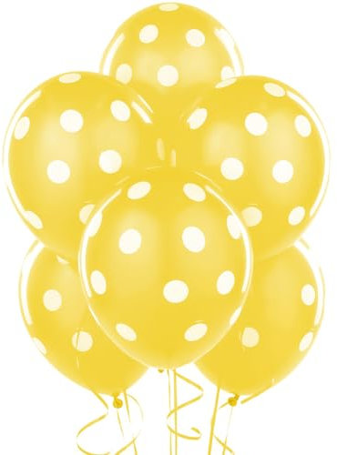 Sunflower Yellow Polka Dot Latex Balloons (30cm) Pack of 6 - Premium Quality, Perfect for Parties & Celebrations