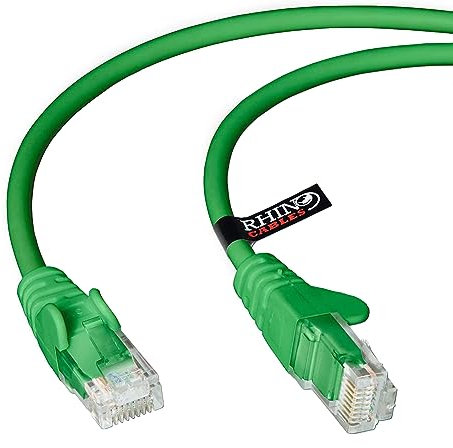 rhinocables CAT 5e High-Speed Ethernet Cable - Reliable LAN Network RJ45 Cable for Fast Internet & Data Transfer | Durable WiFi Broadband Cable for Gaming & Streaming, (5m, Green, Pack of 1)