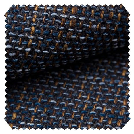 novely® LANZ Premium Möbelstoff | Schwerer Webcharakter | grob gewebter Polsterstoff | Struktur-Stoff | 15 Farben | Meterware | 1lfm (14 Navy Braun)