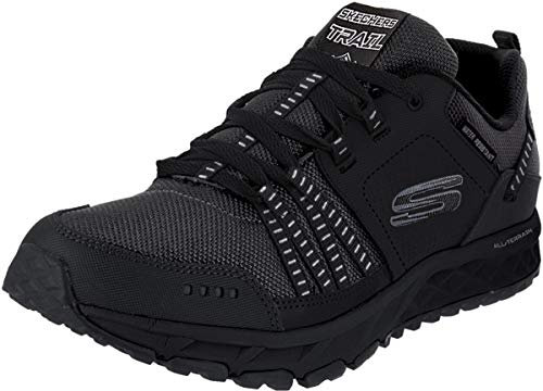 Skechers Men's Escape Plan Trainers, Black Black Leather Mesh Trim Bbk, 9 UK