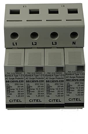 DS134VGS-230 | CITEL 3 PHASE+N SPD 230/400V TYPE 1 IIMP 12.5KA CM +VG