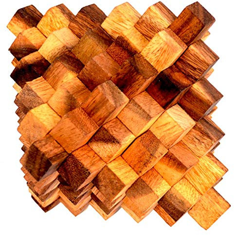 Crystal Cube 51 extra Large, japanischer Crystal Cube mit 51 Puzzleteilen, Knobelholz Interlock Puzzle, Holzpuzzle, Knobelspiel, Knobelbox, Ladder Puzzle, Twist Crystal, Cube, 3D Puzzle