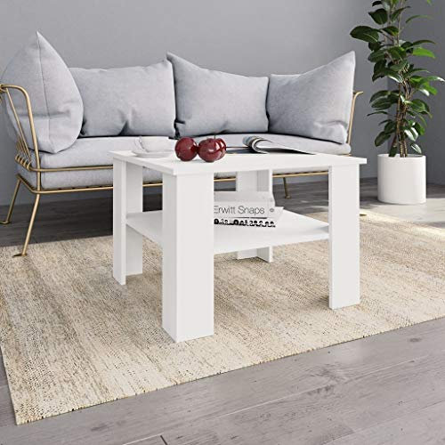 Festnight Couchtisch Sofatisch Outdoor Indoor Gartentisch Wei? 60 x 60 x 42 cm (B x T x H) Spanplatte