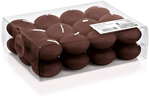 innaGLAS Lot de 24 Bougies flottantes Ornella, Marron Chocolat, Ø4,5cm, 4h | Bougies Chauffe-Plat