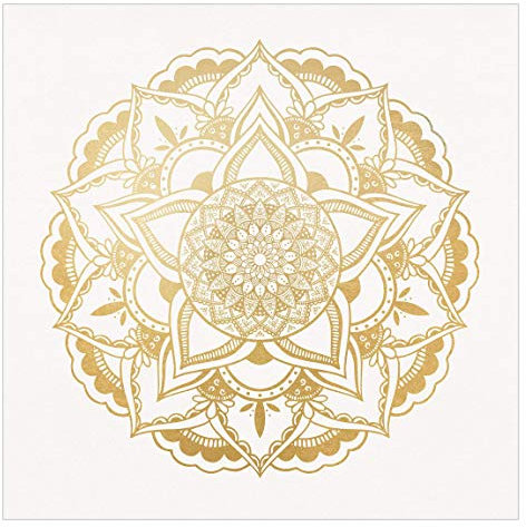 Fototapete Vliestapete - Mandala Blume gold weiß - Quadrat 192 x 192cm