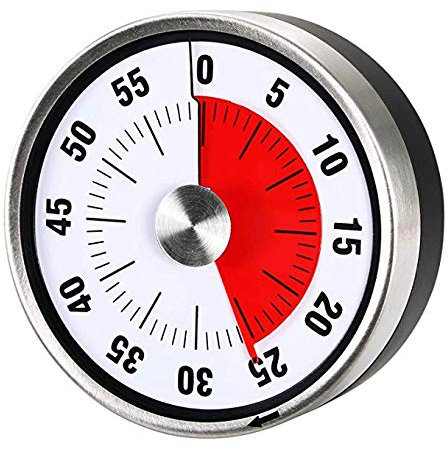 IXIGER Magnetic Mechanical Kitchen Timer -Countdown Timer 60 Minute Visual Time Management Tool Baking Cooking Steaming Barbecue (Black) for Kids, Teachers and Adults (Black)
