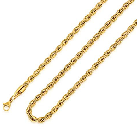 M MOOHAM 2.5MM 3MM 4MM 5MM Black Silver Gold Plated Stainless Steel Twist Rope Chain Necklace for Men Women 16-36 Inch