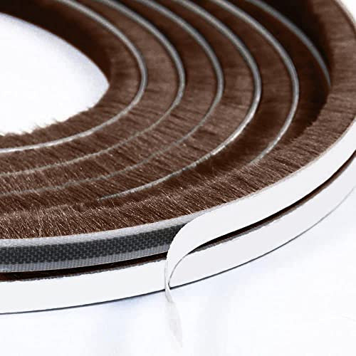 Yardsky 20m x 9mm (H) x 9mm (B) Bürstendichtung Selbstklebend für Fliegengitter Rolladen Insektenschutz Tür Fenster Schiebetür Schrank Fensterdichtung Türdichtung Unten Abdichtung Zugluftstopper Braun