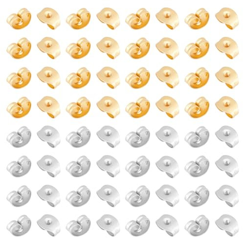 UNICRAFTALE 200St 2 Farben Ohrring Stopper 304 Edelstahl Ohrstecker Verschluss Golden Edelstahl Ohrring Verschluss Stopper Schmetterlings Ohrring Verschluss Schmuck Ohrring Zubehör Für DIY Ohrringe