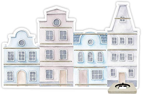 Farbklecks-Collection Musikboxregal Stadthaus grau blau - passend für Toniebox - Regal mit Platz für Box sowie 55-60 Figuren