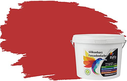 RyFo Colors Silikonharz Fassadenfarbe Lotuseffekt Trend Cremerot 3l - bunte Fassadenfarbe, weitere Rot Farbtöne und Größen erhältlich, Deckkraft Klasse 1