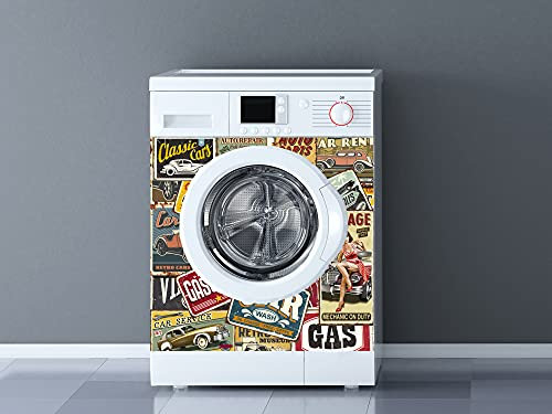 Oedim Vinilo para Lavadoras Matrículas Coches, Vinilo Decorativo para lavadoras, decoración para cocinas, Pegatina Lavadora