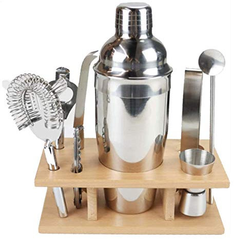 SMSOM Bartender Kit, 9 Piezas Boston Cocktail Shaker Barra de Acero Inoxidable con latas de coctelera