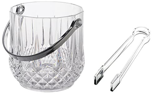 YARNOW Cubo de hielo transparente con pequeñas pinzas para cubitos de hielo, enfriador de vino pequeño con mango para bebidas de champán para fiestas en el hogar