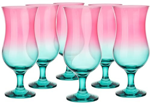 Glasmark KROSNO, 420ml, Set von 6, Glas für alkoholische Cocktails, Longdrinkgläser, Cocktailgläser, Trinkgläser, Partygläser, Perfekt für Zuhause, Restaurants, Glässerset, Ombre-Stil
