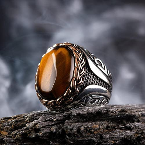 CXWK Bague Turque rétro Faite à la Main pour Hommes Vintage Double épées Anneaux en Zircon Noir Punk à la Mode Islamique Religieux Musulman Bijoux