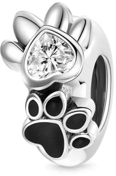 GNOCE Haustier Pfote Drucke Stopper für Bettelarmbänder 925 Sterling Silber Blume Stopper Schmuck Geschenk für Frauen Mädchen Tochter (Pfote)