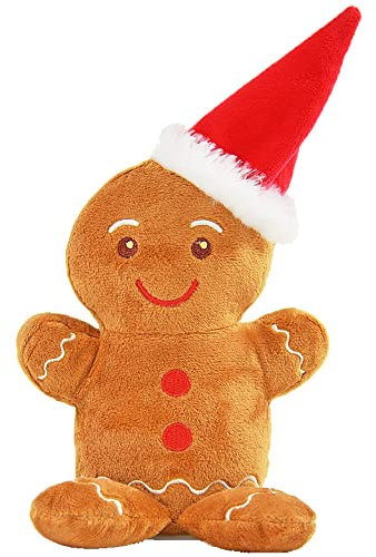 Kögler 75990 - Laber-Lebkuchenmann Ginny, ca. 17,5 cm groß, nachsprechende Plüschfigur mit Aufnahme- und Wiedergabefunktion, plappert alles witzig nach und bewegt sich, batteriebetrieben