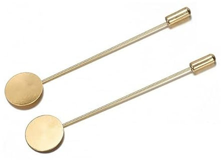 30 Pz 77 * 15 MM Vassoio Rotondo Spille di Sicurezza in Acciaio Inox Placcato Oro Aghi Lunghi Spilla Spille Base per Abito Risvolto Accessori Gioielli