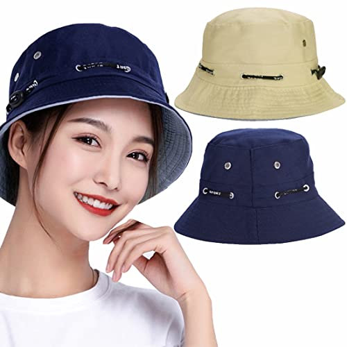 ITODA 2 Stücke Fischerhut Sommer UV Schutz Sonnenhut Frauen Herren Buschhut Faltbar Fischermütze Breite Krempe Sonnenmütze Einfarbig Anglerhut Unisex Eimerhut Outdoor Hut Eimerhut Wandern Angeln