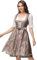 ELFIN Damen Midi Dirndl Elegante Trachtenkleid für Oktoberfest inkl. Spitzen Dirndlschürze, Dunkelbraun, 42