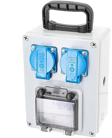 Napacoh Elektrotechnika Baustromverteiler, Baustromverteiler Wandverteiler IP67/Steckdose IP44 Wasserdicht Stromverteiler 2 x 250V für Bauwesen, Industriell, Draußen