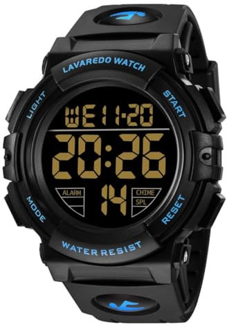 aswan watch Montre Digitale Homme avec Chronomètre, Eclairage, Alarme, Calendrier-Montres Sport avec Bracelet en Silicone