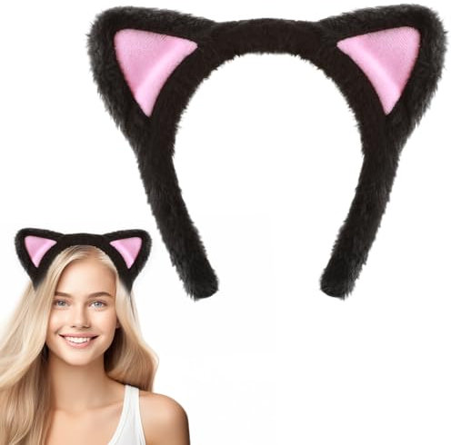 Mabor Cute Cat Ears Headband Cat Ear Headband for Adult Furry Cat Ears Cat Headband Black Cat Ears for Makeup Shower Party