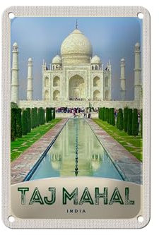 Femer Blechschild Reise 12x18cm Taj Mahal Agra Dekoration
