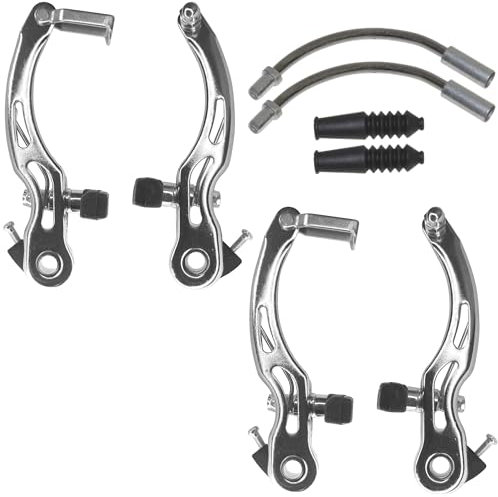 cyclingcolors Set V-Brake Juego de Frenos Delantero Trasero Acero Plata para Bicicleta MTB