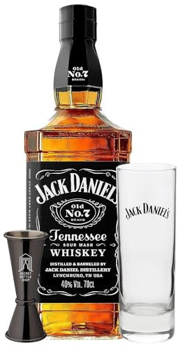 Jack Daniels Tennessee Whiskey 70cl With Branded Glass & Secret Bottle Shop Jigger Bundle - Whiskey Gift Sets For Men, Christmas Whisky