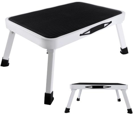 Escabeau Pliant, JAOSY Escabeau 1 Marches, Escabeau léger, Charge maximale 150 kg, en Acier, pour Ménage, Bureau, Magasins, Librairies (Fer, 46 * 31 * 17,5 cm 1 Marches)