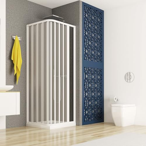Cabina de ducha de 2 lados esquinero fuelle de PVC blanco