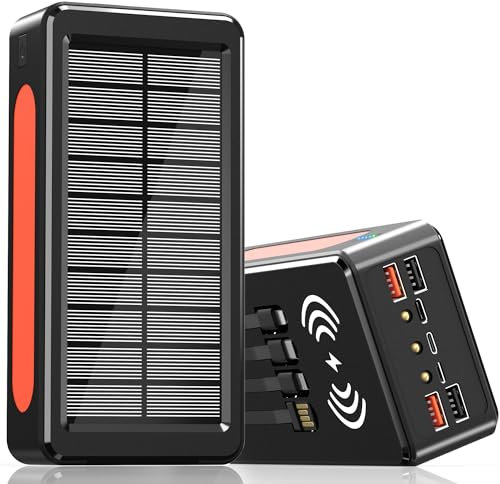 Chargeur portable solaire de grande capacité 56800 mAh et 65 W, charge rapide, 11 ports de charge, affichage numérique et lampe de poche lumineuse, pour iPhone, tablettes