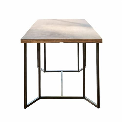 Loberon Esstisch Montarisse, von Hand Gefertigt, Insgesamt Vier Schubladen, Minimalistische Formensprache, Esszimmertisch, Eisen, Mangoholz, braun/schwarz