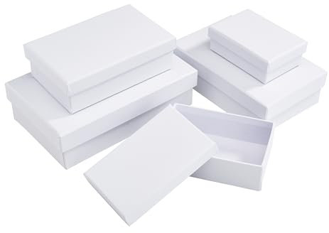 VBS Schachteln Rechteckig, flach, 5er-Set, Karton, Weiß, ca. 16,5 x 10,2 x 4,5 bis 8,5 x 6 x 3 cm, räumliches Ordnen und Aufbewahren, Praktisches Verstauen, Aufbewahrungsboxen