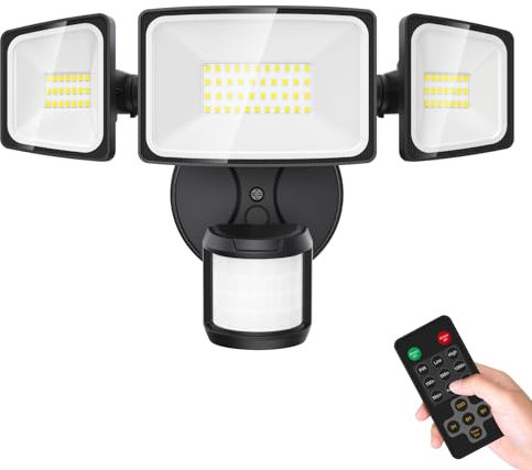 Onforu LED Strahler mit Bewegungsmelder Außen mit Fernbedienung 55W, 5000 LM LED Aussenleuchte, 6500K Flutlicht, IP65 Wasserdicht Scheinwerfer Vernetzungsfunktion für Garage