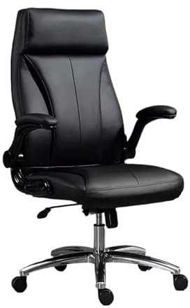 Siege de Bureau Chaise de bureau d'ordinateur en cuir à dossier haut avec accoudoirs rabattables rembourrés, chaise ergonomique pivotante et réglable, chaise de bureau de direction Fauteuil de Bureau(